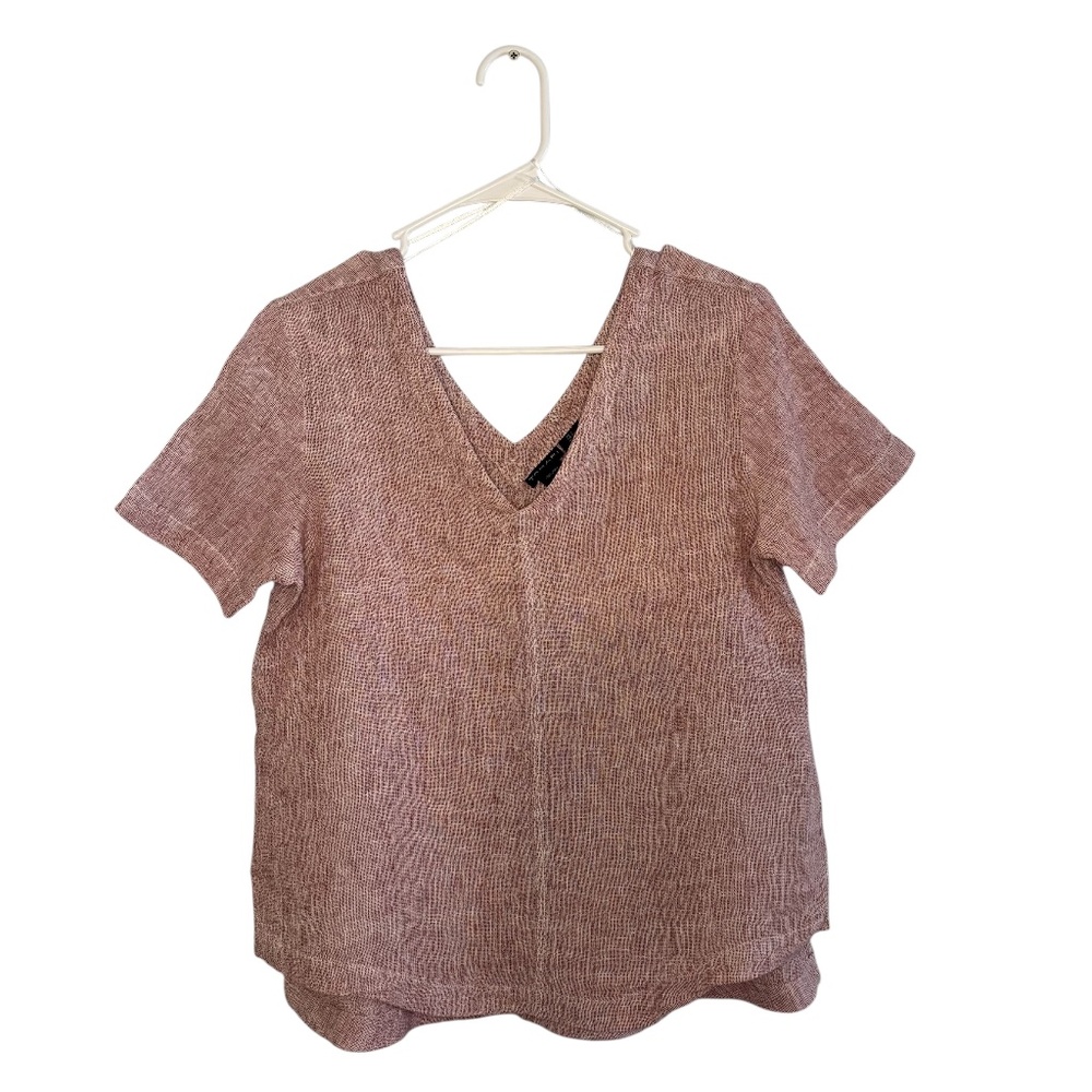 Tahari White and Red Woven Blouse